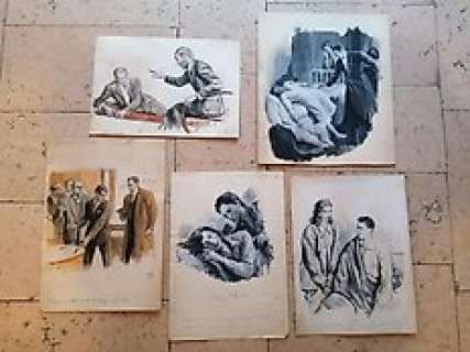 Ugo Matania - Ugo Matania - 5x Illustrazioni originali - Page volante - Exemplaire unique - (1950)