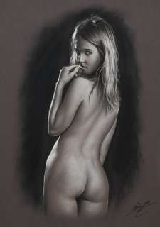 Denis Prenzel | Denis Prenzel - Original drawing - Pin-up - Lisa Marie - Size: 29,7 x 42 cm. | Catawiki