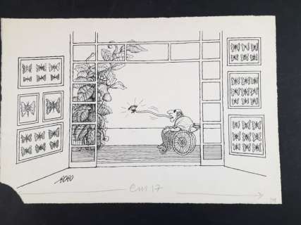 Giuseppe Coco | Giuseppe Coco - Illustrazione Originale "Il Collezionista di Farfalle" - Firmata - Page volante - Exemplaire unique | Catawiki