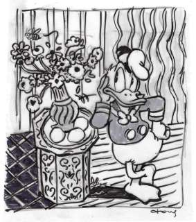 Tony Fernandez, Disney Artist | Donald Duck inspired by Henri Matisse "The Purple Coat" - Original Sketch - Tony Fernandez - Signed | Catawiki