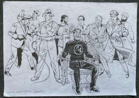 Cirovic, Slavisa (D’après E.P. Jacobs) | Cirovic, Slavisa - Dessin original - Hommage Blake et Mortimer - Florilège de personnages | Catawiki