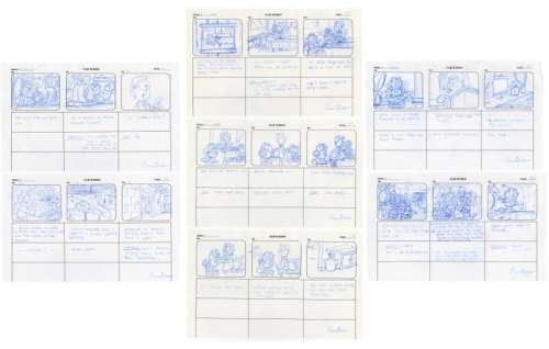 Norman Quebedeau | Garfield and Friends - Original Production storyboards - Garfield - pages 3, 16, 25, 27, 27b, 59 et 60 - Exemplaire unique - (1993) | Catawiki