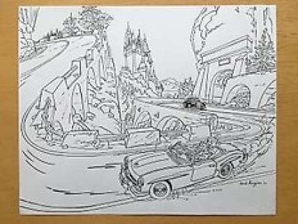 Kuijpers, Henk | Franka - Originele tekening Mercedes-Benz Cabriolet in de Alpen - (2021) | Catawiki