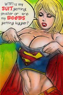 Alvin Silvrants | Supergirl - Original drawing - Super boobs - By Alvin Silvrants - Size: 60 x 90 cm. - (2021) | Catawiki