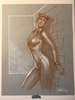 Luca Strati | L. Strati - original artwork "Catwoman" - Page volante - Exemplaire unique (2021) | Catawiki