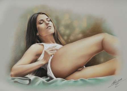 Denis Prenzel | Denis Prenzel - Original drawing - Pin-up - Irina - Size: 29,7 x 42 cm. - (2021) | Catawiki