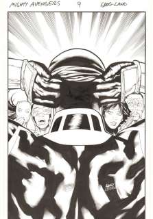 Greg Land, Jay Leisten - mighty avengers #9 cover - ronin revealed as blade! - ava ayala white tiger, power man 2. 0 (alvarez), spectrum, & the falcon - 2014 signed