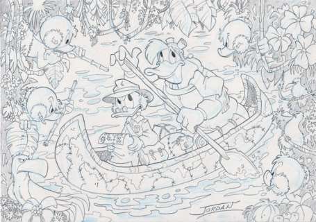 Julian Jordan | Julian Jordan - Ducktales - Scrooge McDuck in The Amazon Jungle - Size: 29,8 x 21 cm. A4 | Catawiki