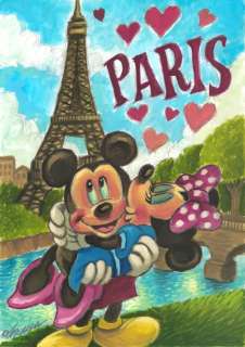 Joan Vizcarra | Mickey & Minnie - From Paris With Love - Original Painting - Joan Vizcarra - Acrylic Art | Catawiki