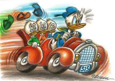 Joan Vizcarra | Donald Duck & His Nephews - Speedy! - Original Drawing - Joan Vizcarra - Pencil Art | Catawiki