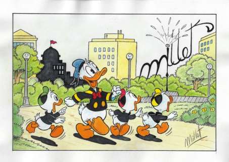 Millet | Huey, Dewey, Louie & Donald Duck - Millet - Original Drawing | Catawiki