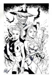 Harley Quinn, Poison Ivy, and Scarecrow Sketch by Ron Williams | mycomicshop.com
