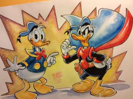 Alessandro Gottardo | Donald Duck - â€œLighting in the darkâ€ - Page volante - Exemplaire unique - (2021/2021) | Catawiki