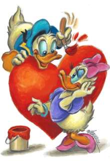 Joan Vizcarra | Donald & Daisy Crazy Love - Original Painting - Joan Vizcarra - Acrylic Art | Catawiki