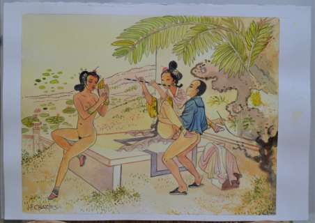 Charles, J.F. | Charles, J.F. - Aquarelle originale - Kama sutra chinois | Catawiki