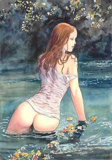 Milo MANARA - Vanessa Paradis - Aquarelle sur papier