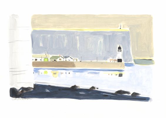 Dominique Corbasson | La côte au Tréport - Acrylique sur papier | Huberty Breyne Gallery