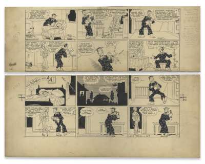 Chic Young Hand-Drawn ’’Blondie’’ Sunday Comic Strip From 1934 -- The Bumsteads Realize an Instruction Booklet Doesn’t Come With a New Baby | Nate Sanders