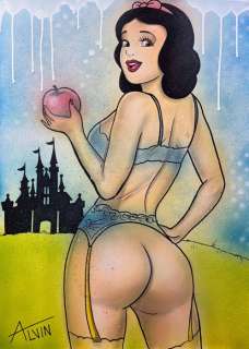 Alvin Silvrants | Large Butt Snow White - Original drawing in colour by Alvin Silvrants | Catawiki