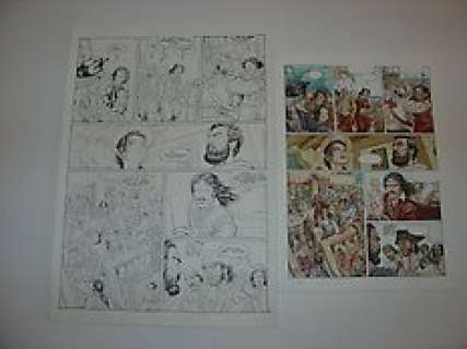 Jérémy (Jérémy Petiqueux) / Dufaux - Petiqueux, Jérémy - Barracuda T1 - Planche originale (p.6) - Esclaves + Tirage de tête + Ex-Libris - numéroté et signé - (2010)