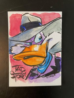 Darkwing Duck by creator Tad Stones, 2.5x3.5 – watercolor on paper