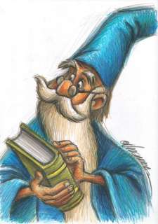 Joan Vizcarra | Merlin and the Book [The Sword in the Stone] - Original Drawing - Joan Vizcarra - Pencil Art - Original Artwork | Catawiki