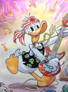 Alessandro Gottardo | Donald Duck - â€œSchool of Rockâ€ - Original watercolour artwork by Alessandro Gottardo - Page volante - Exemplaire unique - (2021) | Catawiki