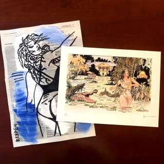 Milo Manara + Rikpen | Milo Manara - Portfolio Il Gioco 14 (61/200) + schizzo di Claudia | Catawiki