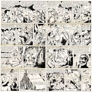 Breysse | Oscar Hamel et Isidore, L'oncle du Tchad, planche originale à l'encre de chine pour cet album paru en 1952 chez Fleurus. | Septimus