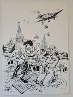 Di Sano, Bruno | Di Sano, Bruno - Dessin original - L’Aviatrice - (2015) | Catawiki