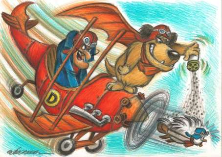 Joan Vizcarra | Wacky Races: Dick Dastardly, Muttley & Yankee Doodle Pigeon - Original drawing by Joan Vizcarra - Original Artwork - Pencil Art | Catawiki