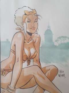 Meynet, Félix | Meynet, Félix - Dessin original couleur - Mirabelle Ã  Paris | Catawiki
