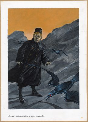 Jean-Michel Nicollet | ILLUSTRATION ORIGINALE DE COUVERTURE POUR LA NUIT DU BOMBARDIER | Galerie Barbier