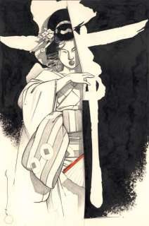 Marc Michetz - Geisha  Encre de Chine, crayon et gouache rouge pour ce très