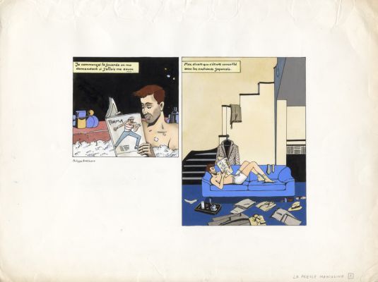 Philippe Bertrand | Histoire courte La presse masculine – planche originale 1 | Galerie Barbier