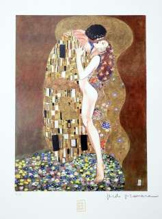 Milo Manara | Milo Manara - "Il bacio" di Gustav Klimt - Girl on Cover #4 - Page volante - Exemplaire unique | Catawiki