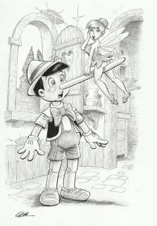 Cera | Cera - Original drawing - Tinkerbell - Pinocchio - Size: 21 x 30 cm. | Catawiki
