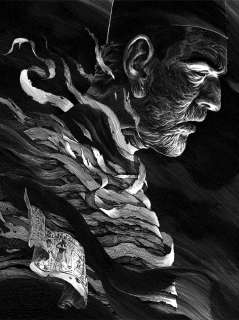 Nicolas Delort - ‘the mummy‘ universal monsters published poster art (incredibly detailed cross hatching)
