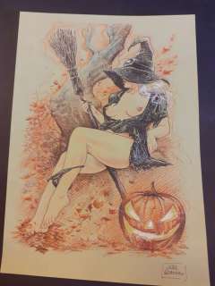 Luca Raimondo | Luca Raimondo - Illustrazione originale firmata Halloween erotica - Page volante - Exemplaire unique - (2022) | Catawiki