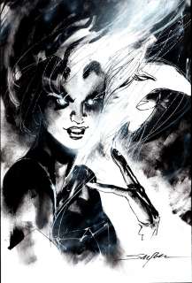 Stuart Sayger - dark phoenix mixed media pinup