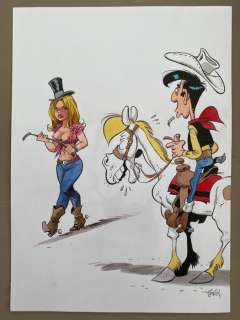 Gürsel, Gürcan | Gürsel, Gürcan - Dessin original couleur - Lucky Luke - Hommage à Morris - (2016) | Catawiki