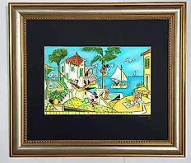 Tony Fernandez, Disney Artist - Disney Family Inspired By Picasso‘s "Mediterranean Landscape" (1953) - Original Painting - Tony Fernandez Signed - Framed - Original Acrylic Art - 74 x 2 x 83 cm