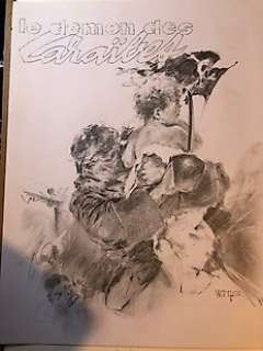 Yves Thos - Thos, Yves - Crayonné original couverture Barbe Rouge T1 - Le Démon des Caraïbes - (1968)