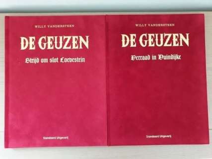 Willy Vandersteen / Eugeen Goossens | De Geuzen 7 + 8 - 2x met opdrachttekening door Eugeen Goossens - Strijd om slot Loevestein + Verraad in Duindijke - Fluwelen hardcover - EO - (2014/2015) | Catawiki