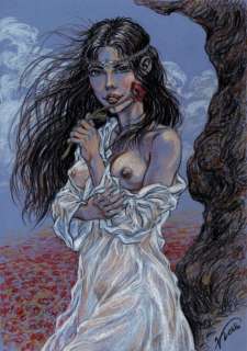 Kas | Kas - Dessin original couleur - Les Sans-Visages - Feya au milieu des coquelicots - (2019) | Catawiki