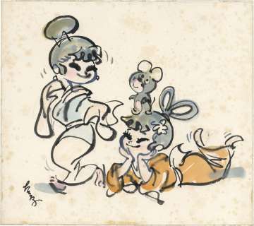 Akira Daikuhara Hand-Drawn Color Shikishi "Panda and the Magic Serpent (The Tale of the White Serpent)" | Mandarake (Big Web)