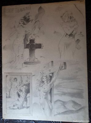 ILUSTRACIÓN DIBUJO A LÁPIZ. Boceto Trabajo. Cómic pulp horror erótico. Escuela Valenciana Años 60/70 | todocoleccion (Buy It Now)