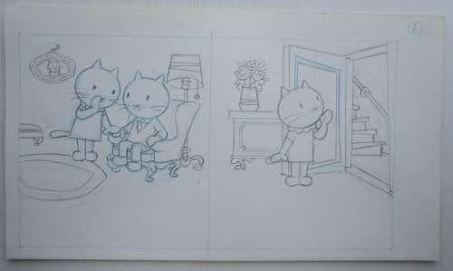 Ray Goossens (Studio) | Ray Goossens (Studio) - MUSTI - Originele pagina (potlood versie) (p.2) - Musti is jarig - (2003) | Catawiki