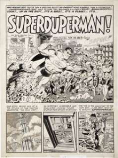 Wally Wood Mad #4 "Superduperman" Title page 1 Original Art (EC, 1953). Shazoom! - don’t miss your - | Heritage