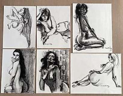 Ruiz, Alberto | Nus artistiques - Série de 6 dessins pastel par Alberto Ruiz - (2018) | Catawiki